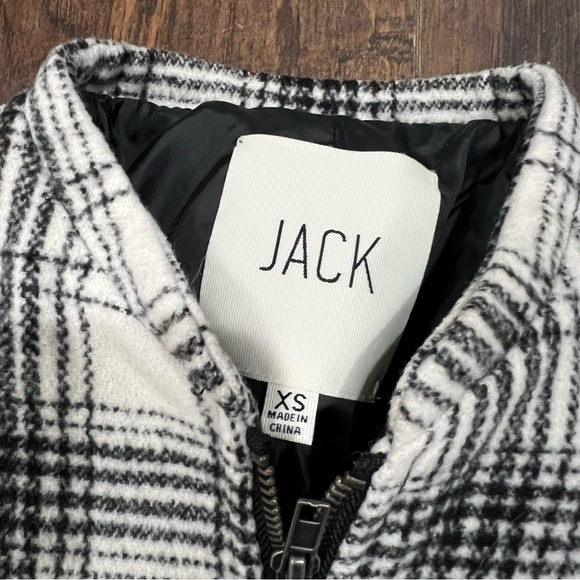 Jack by BB Dakota Plaid Black & White Bomber Zip Up Jacket Size XS - Picture 4 of 8